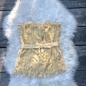Victoria’s Secret MODA Yellow Strapless Floral Eyelet Bustier Tube Top